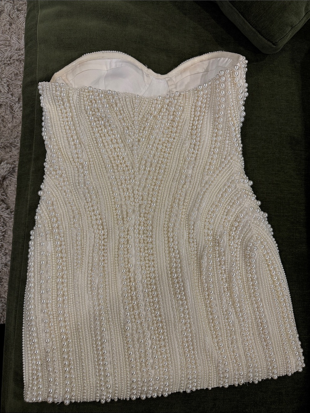 Retrofete Strapless Beaded Pearl Mini Dress *Like New, Worn Once* - Picture 5 of 5